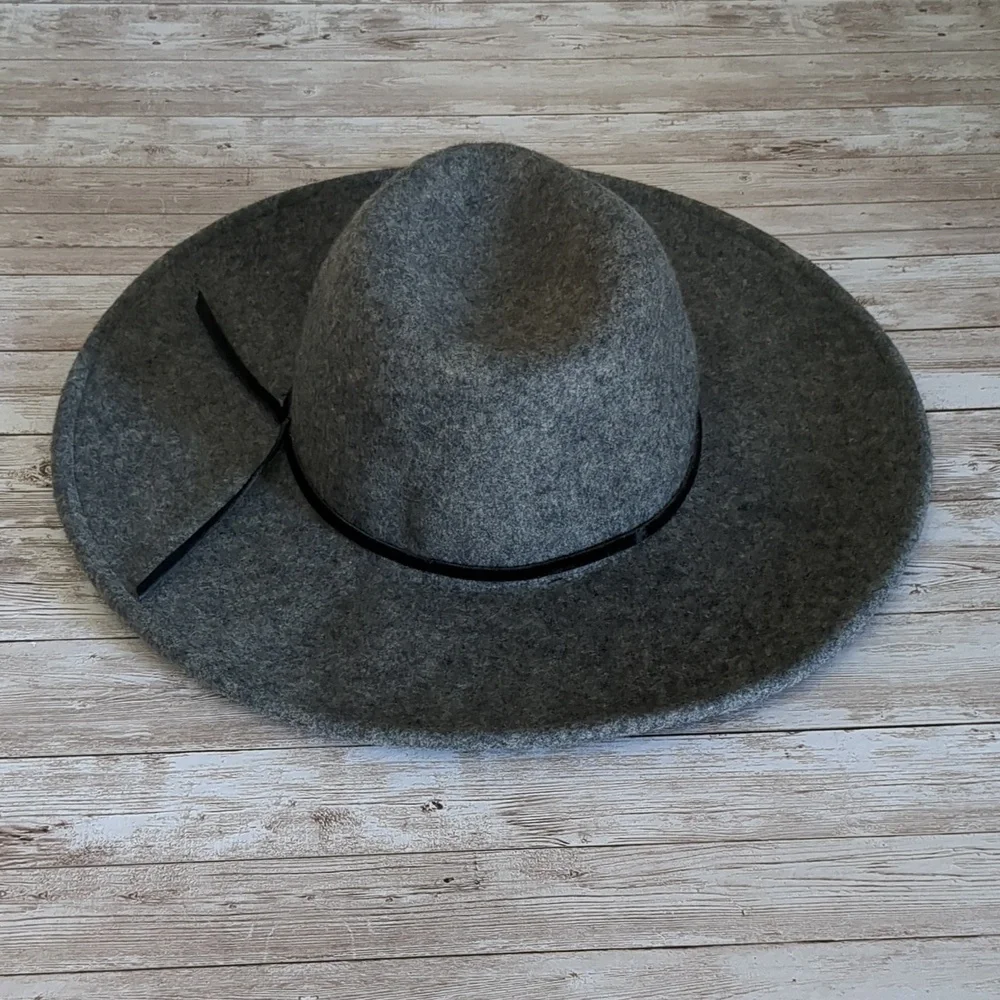 Free People Wool Wide Brim Fedora Hat Black Trim OS - Picture 5 of 14